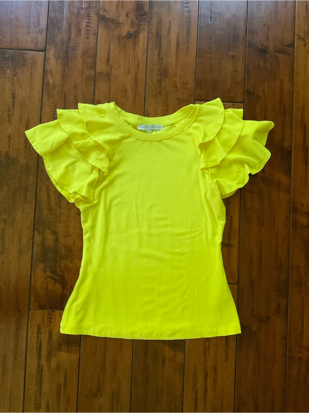 English Factory Bright Yellow Ruffle Sleeve Tee